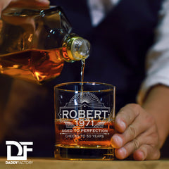 Personalized Engraved Old Fashioned Whiskey Glass - Aged to Perfection