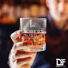 Personalized Engraved Old Fashioned Whiskey Glass - Aged to Perfection