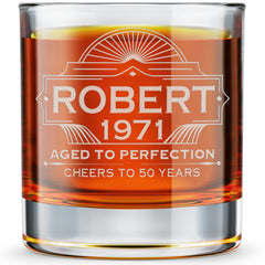 Personalized Engraved Old Fashioned Whiskey Glass - Aged to Perfection