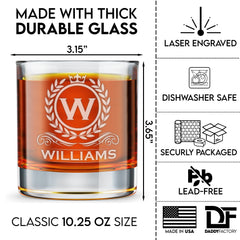 Personalized Engraved Old Fashioned Whiskey Glass - Classic Design