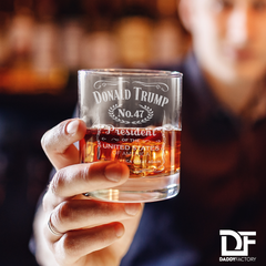 Trump No. 47 Engraved Old Fashioned Whiskey Glass 11 oz