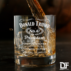Trump No. 47 Engraved Old Fashioned Whiskey Glass 11 oz