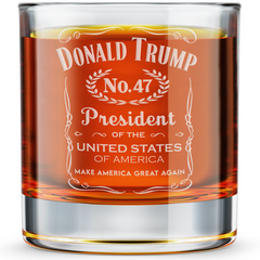 Trump No. 47 Engraved Old Fashioned Whiskey Glass 11 oz